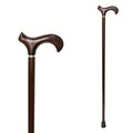 Dark Beech Derby Walking Cane, Brass Collar - handle close-up and full length