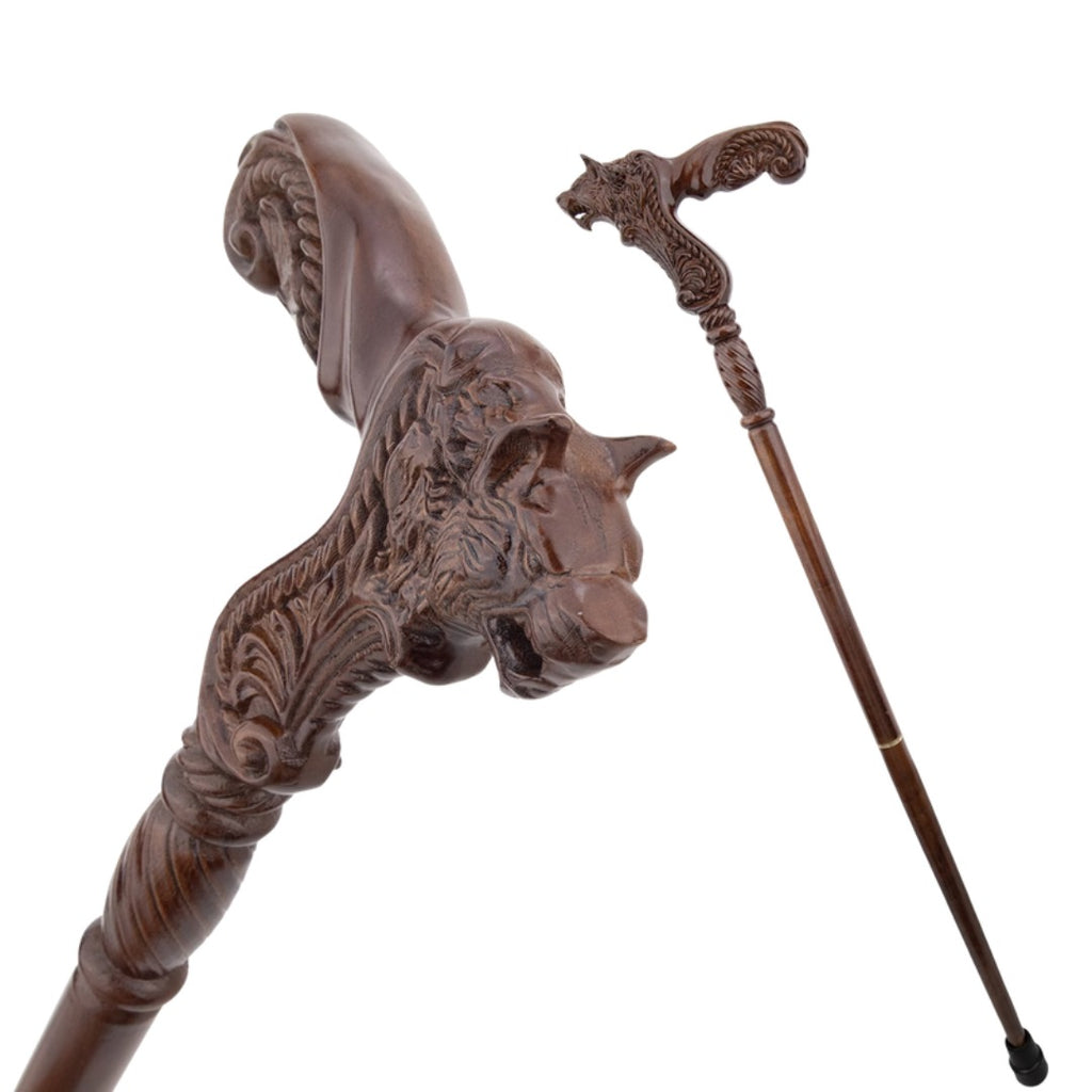 Snarling Wolf Walking Cane, third view