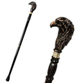 Black Eagle Walking Cane, carved head and full length