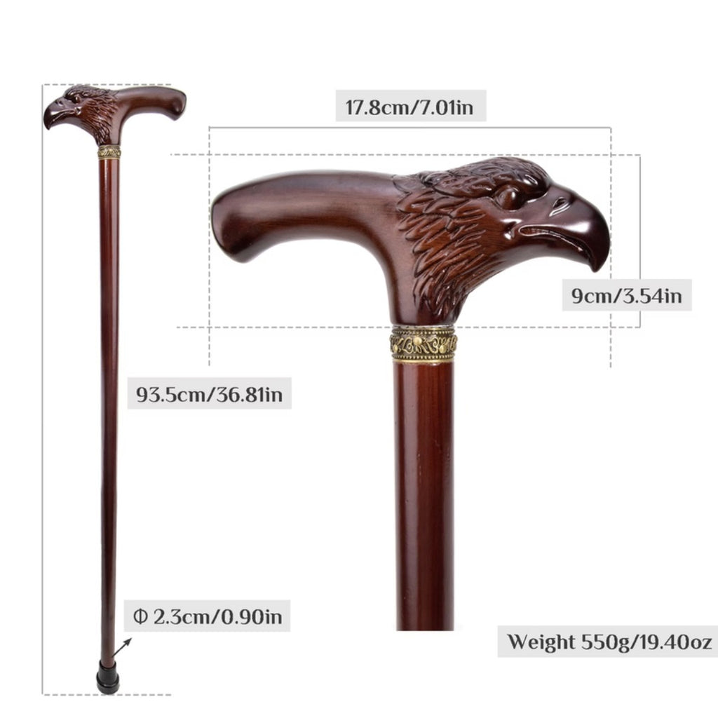 Brown eagle head handle, close-up