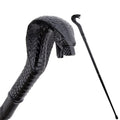 Cobra Crosier Walking Cane in black, hooded snake handle and full length