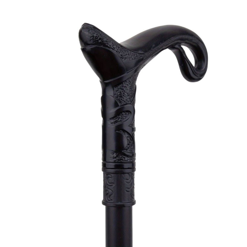 Curve line walking cane black full length view