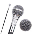 Honeycomb ball walking cane in silver, microphone style, 95cm