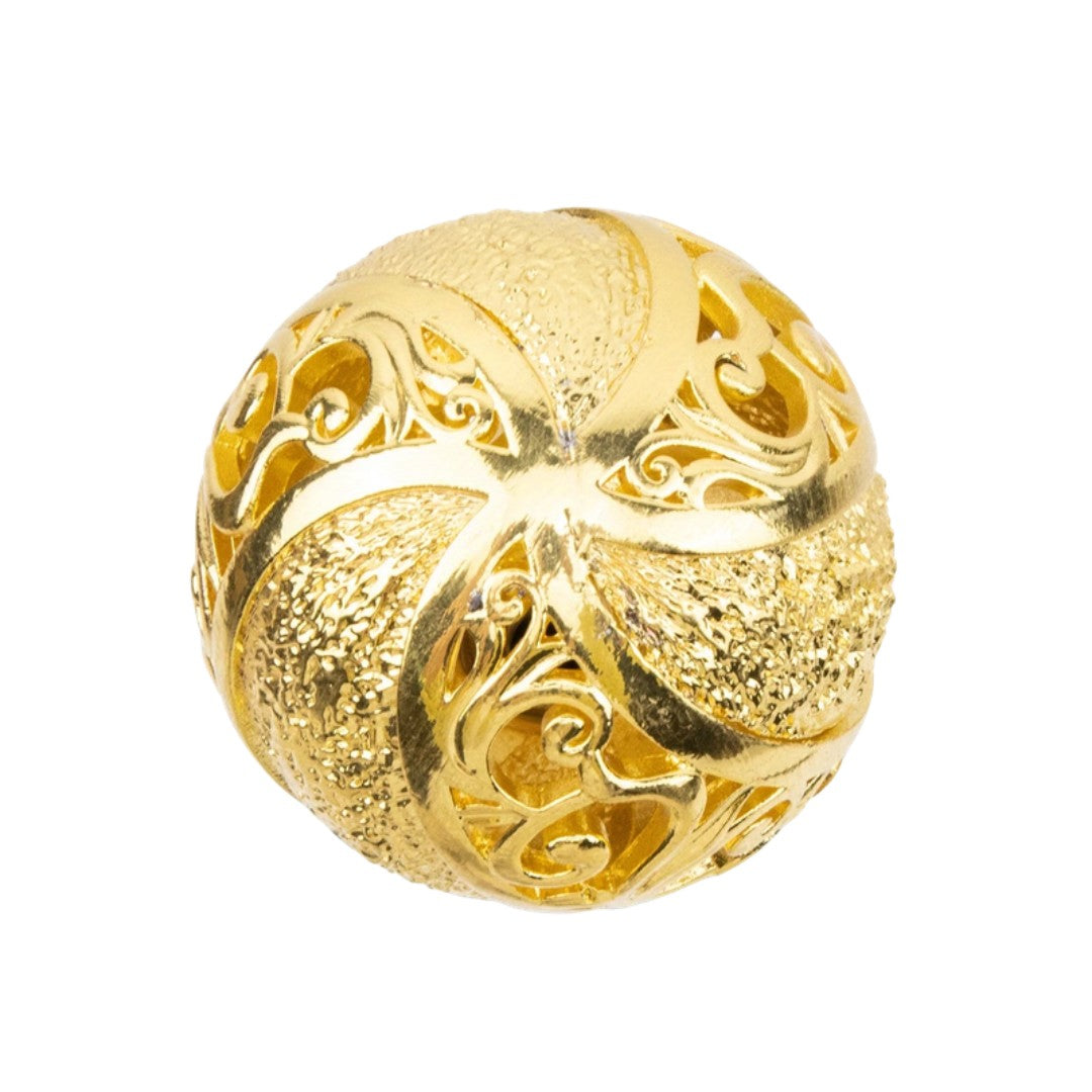 Gold filigree ball walking cane full length view